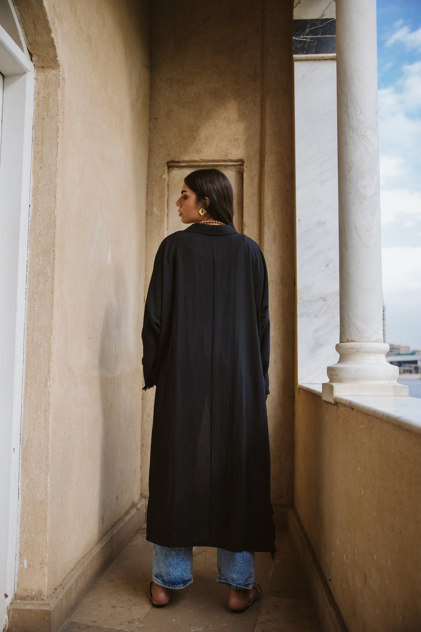 Whisper Fringe Cape Black