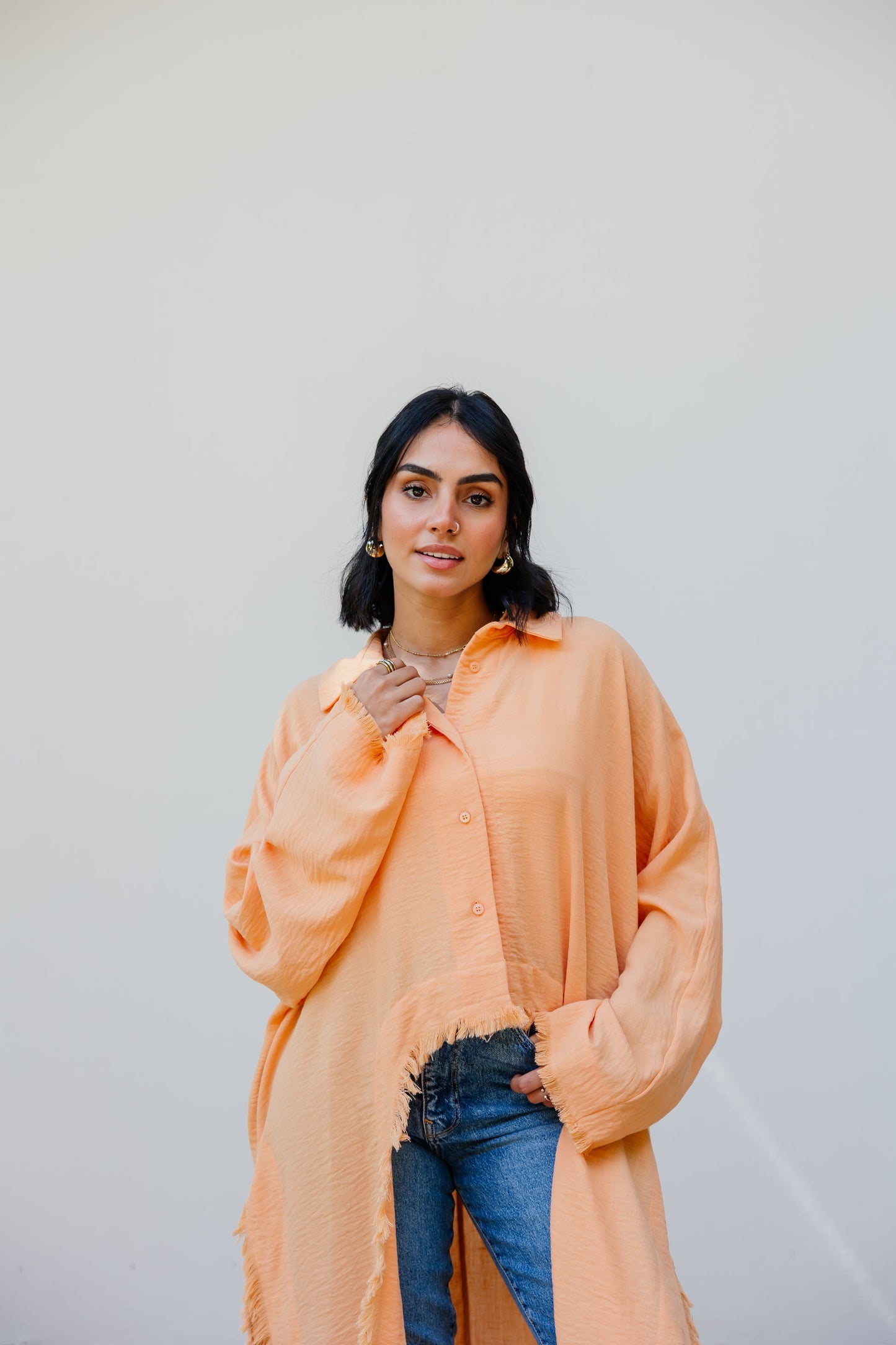 Whisper Fringe Cape Orange