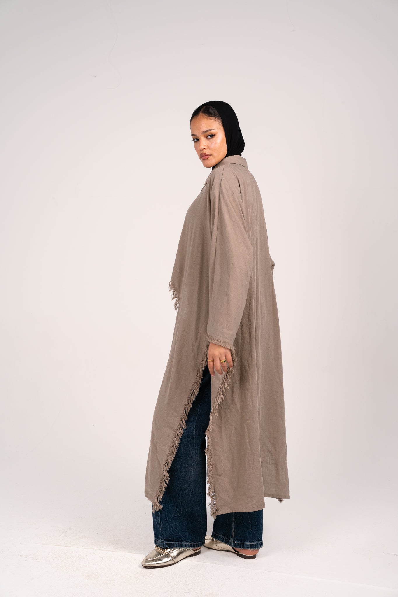 Whisper Fringe Cape Taupe