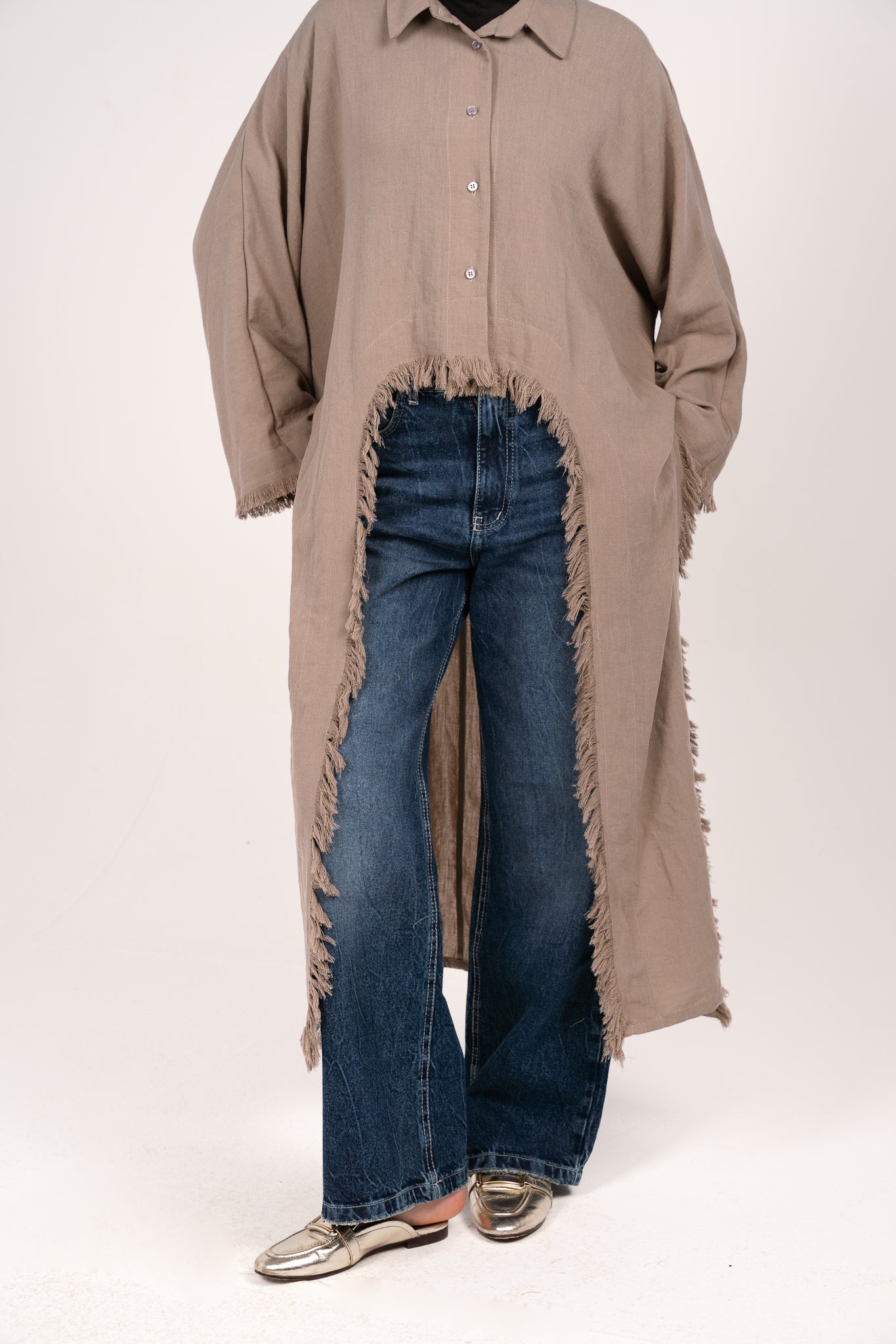 Whisper Fringe Cape Taupe