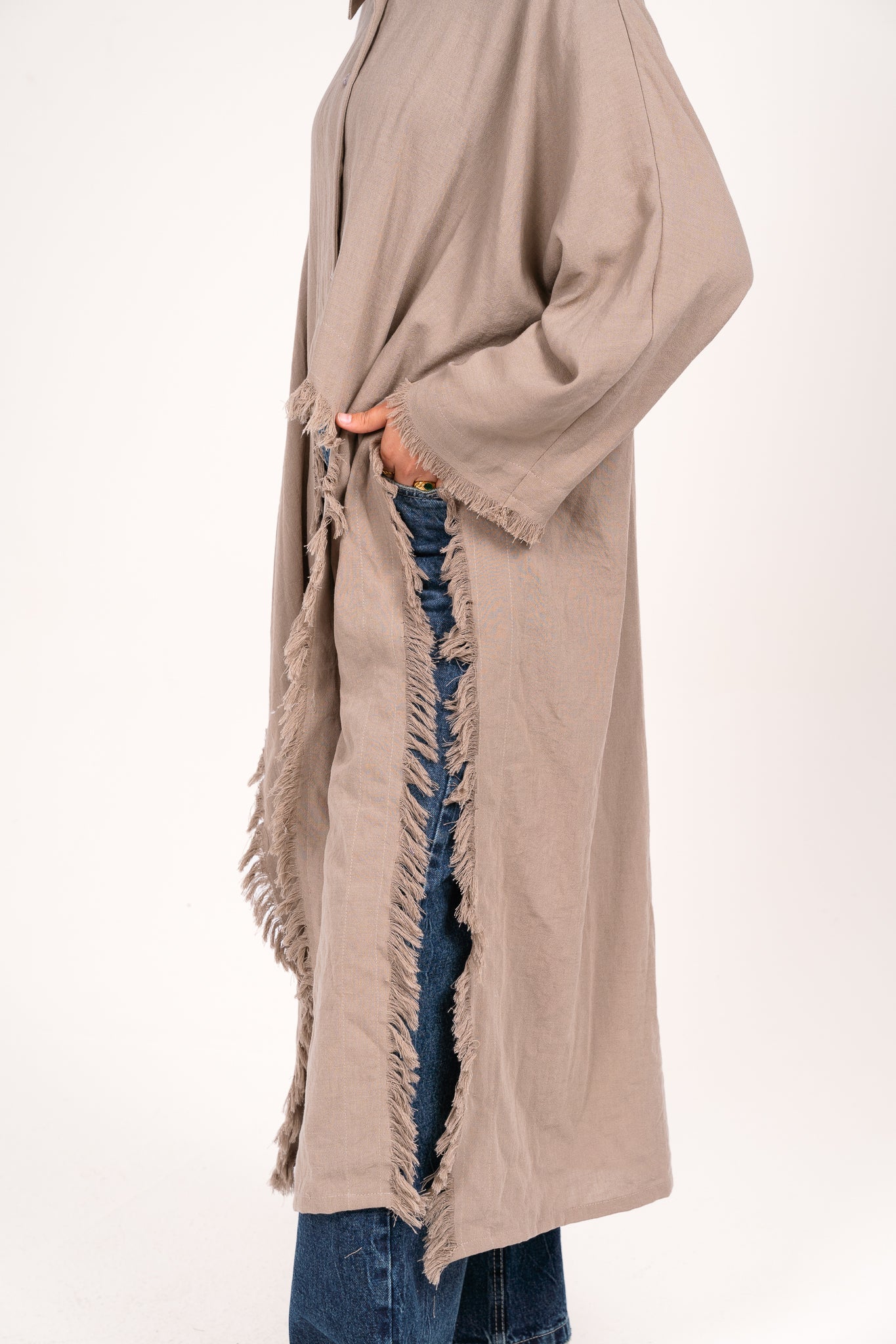Whisper Fringe Cape Taupe