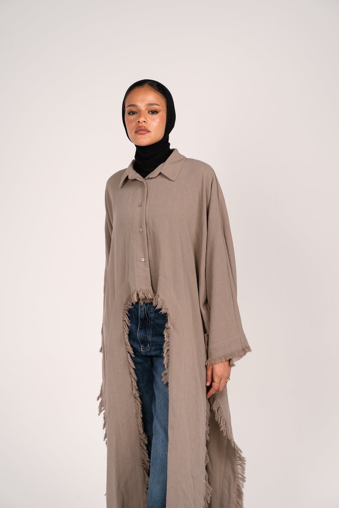 Whisper Fringe Cape Taupe
