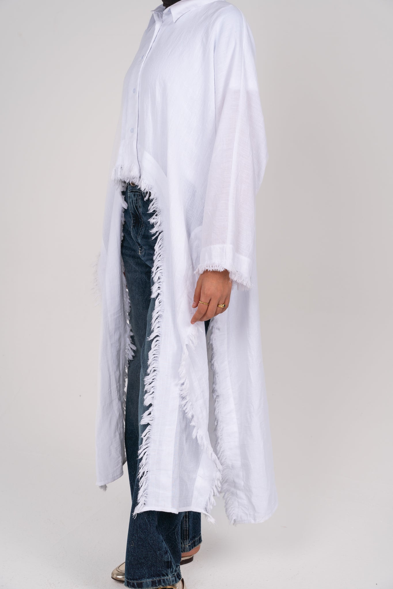 Whisper Fringe Cape White