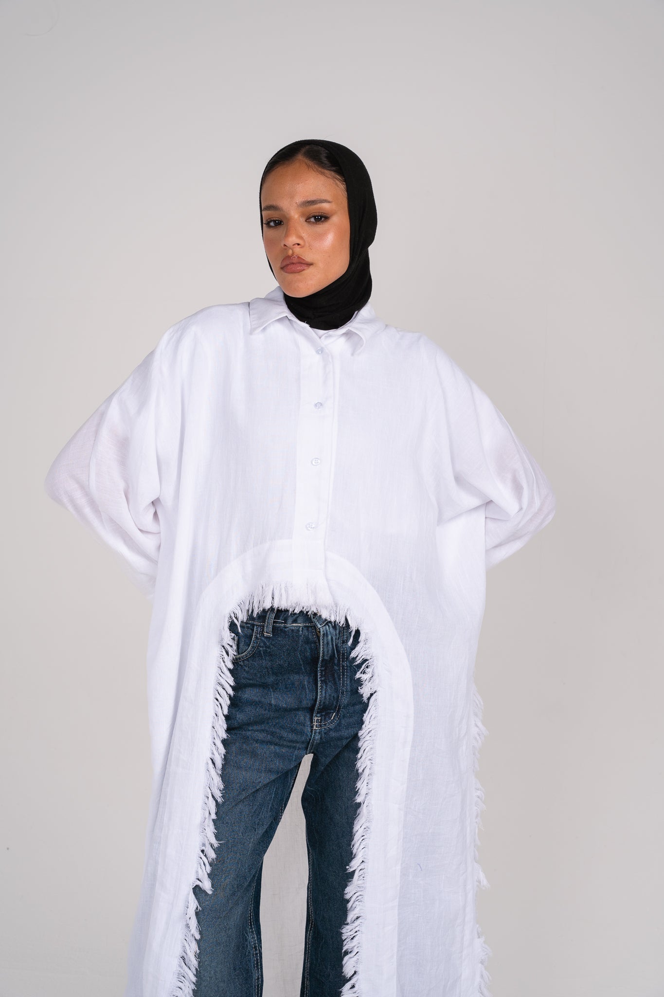 Whisper Fringe Cape White