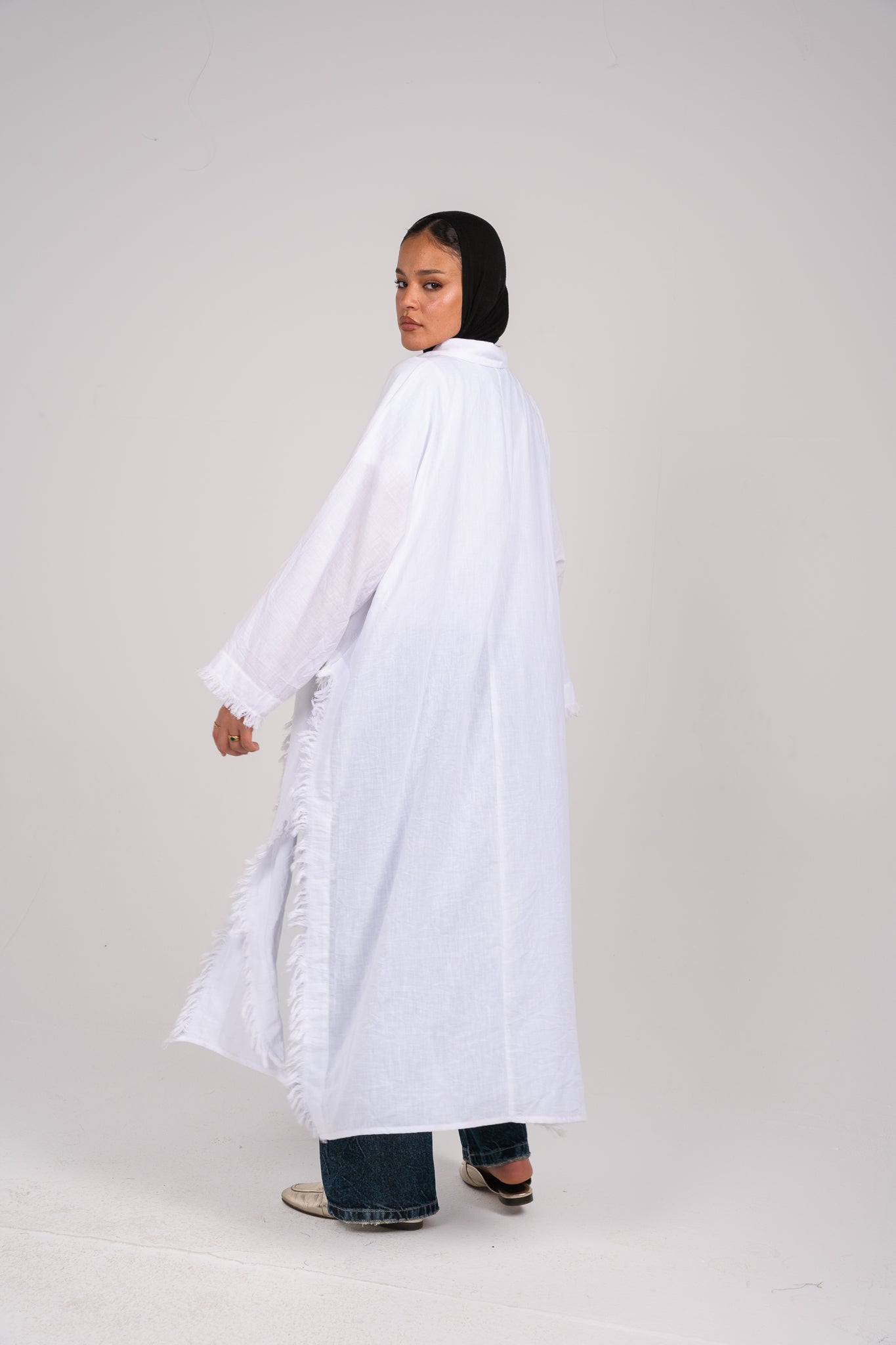 Whisper Fringe Cape White