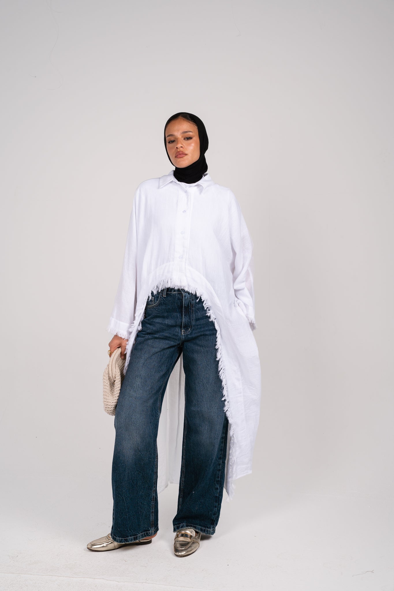 Whisper Fringe Cape White