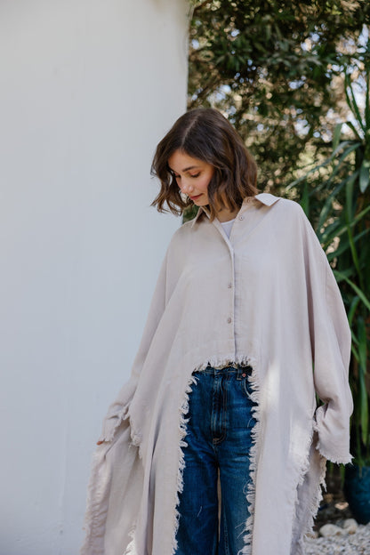 Whisper Fringe Cape Beige