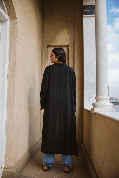 Whisper Fringe Cape Black