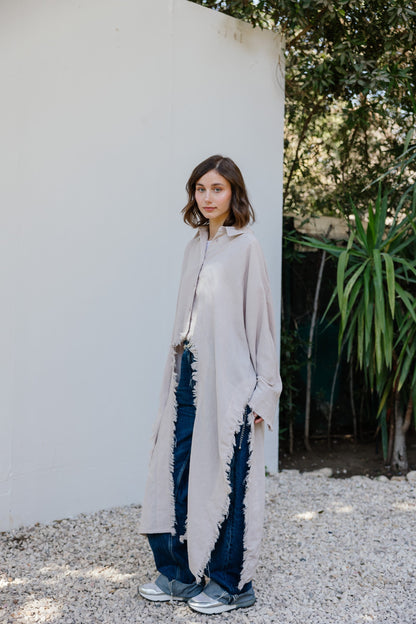 Whisper Fringe Cape Beige