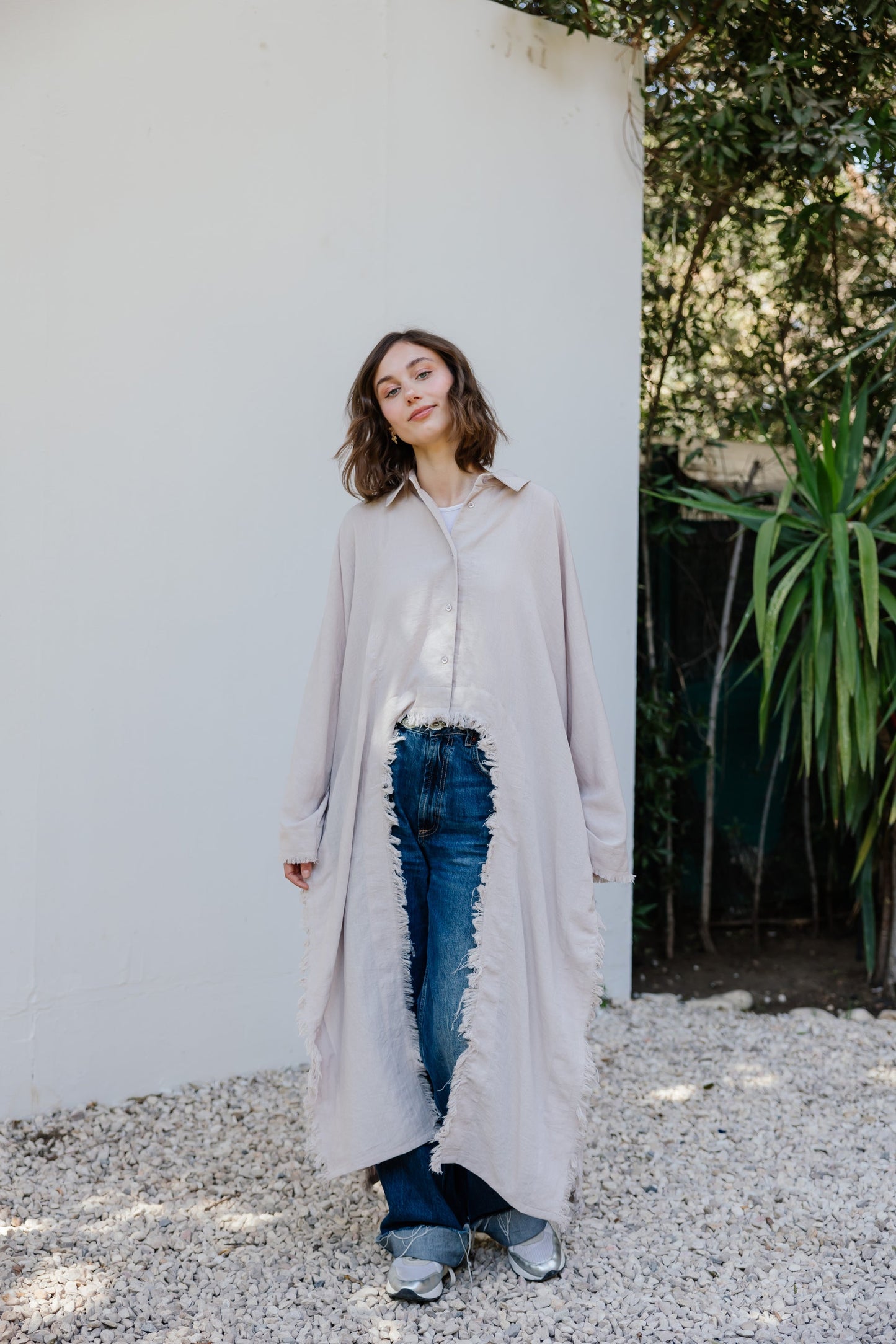Whisper Fringe Cape Beige