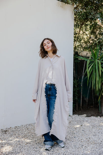 Whisper Fringe Cape Beige