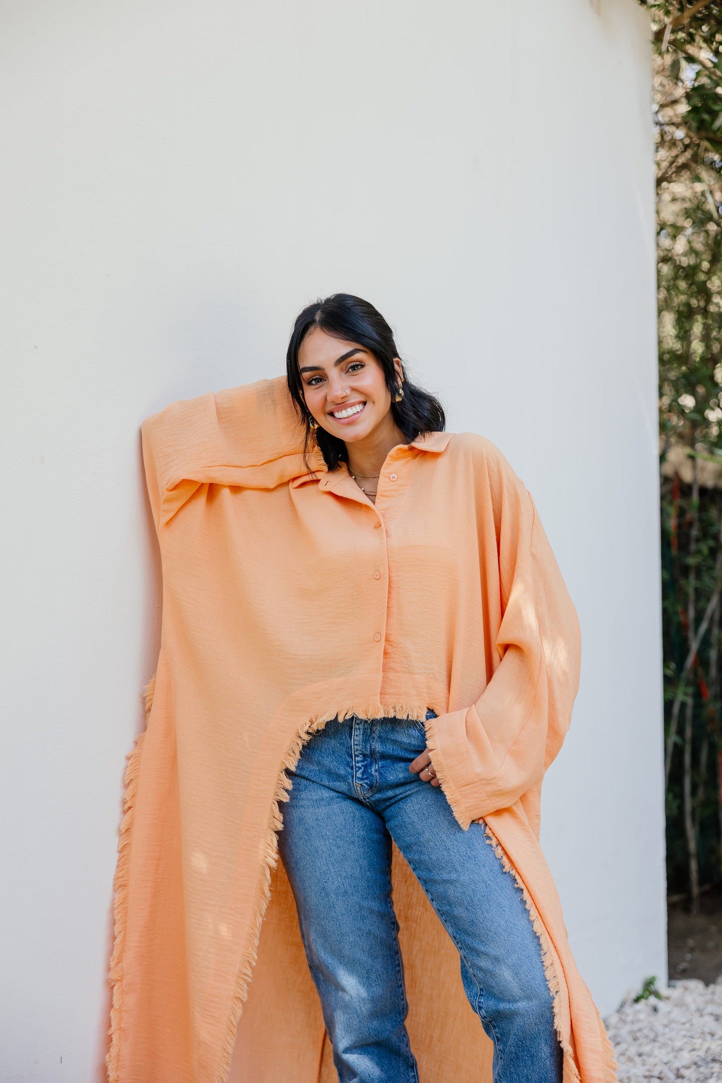 Whisper Fringe Cape Orange