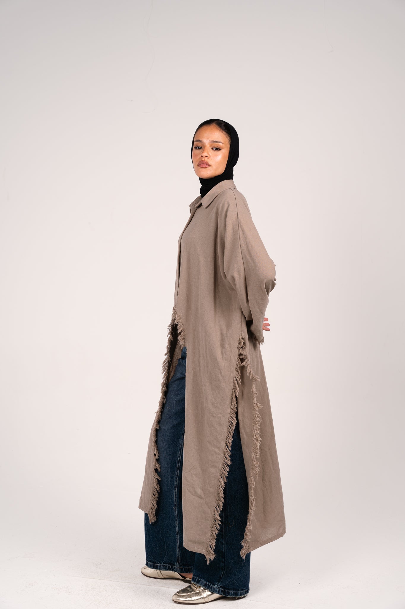 Whisper Fringe Cape Taupe