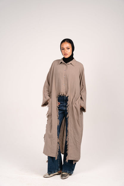 Whisper Fringe Cape Taupe