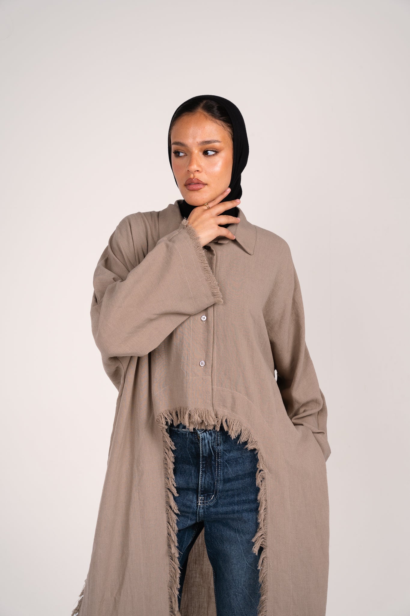 Whisper Fringe Cape Taupe
