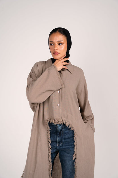 Whisper Fringe Cape Taupe