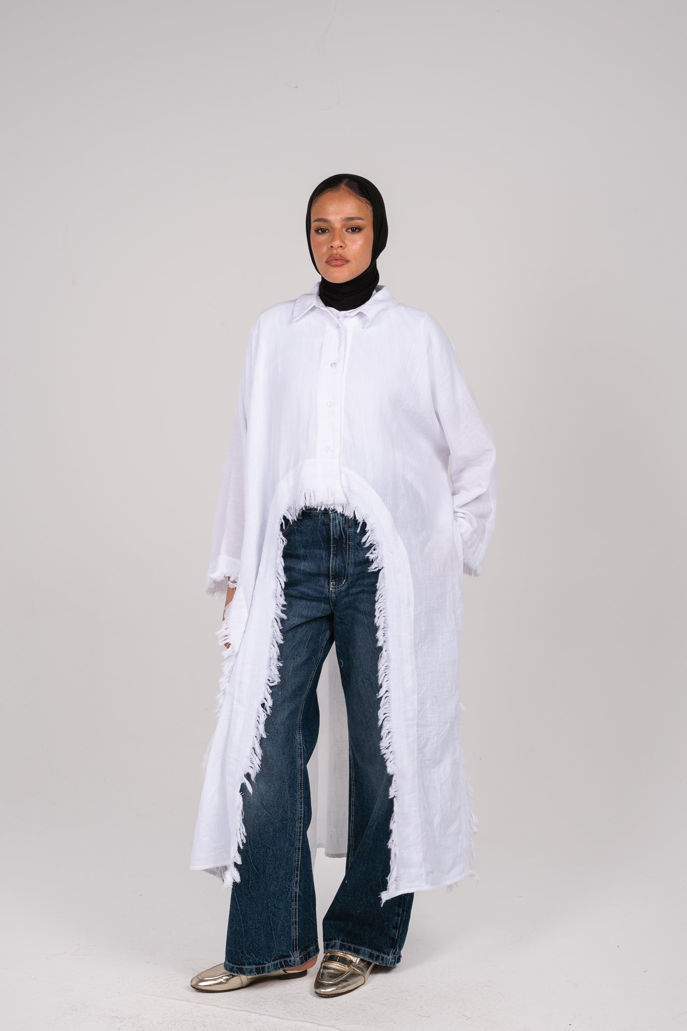 Whisper Fringe Cape White