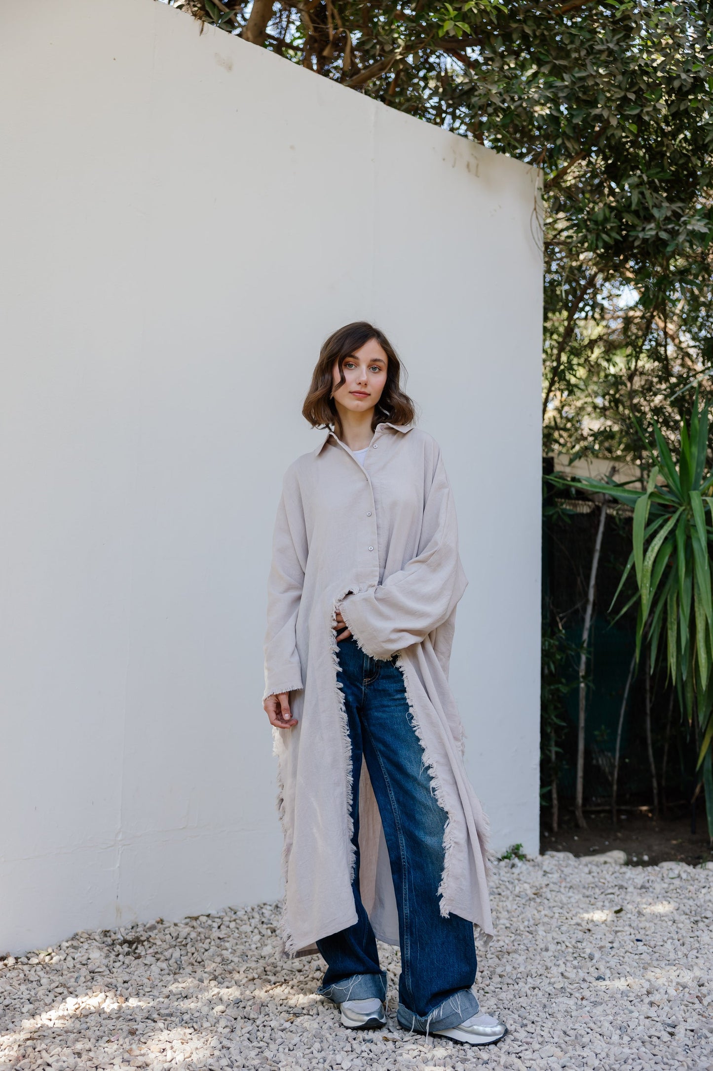 Whisper Fringe Cape Beige