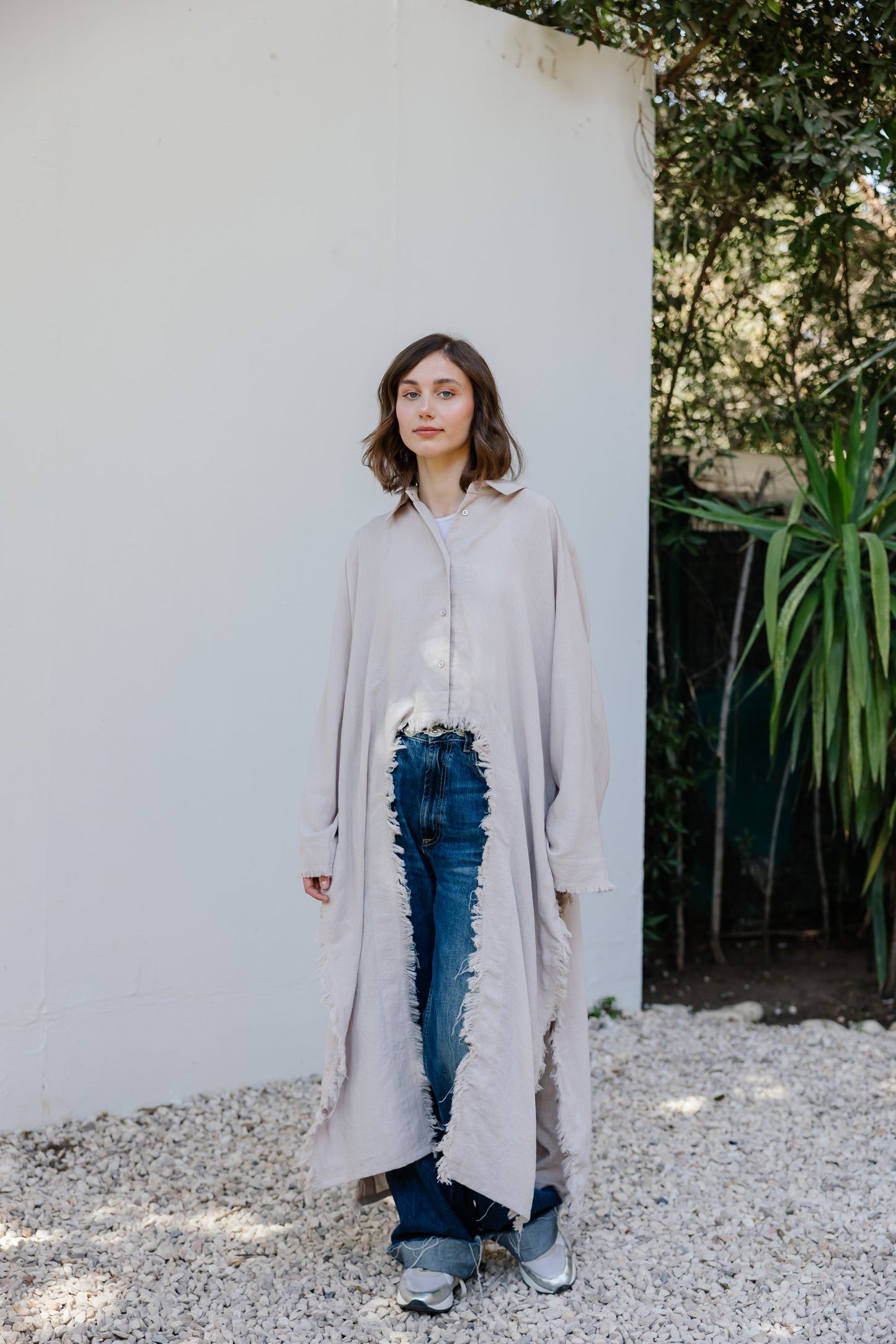 Whisper Fringe Cape Beige
